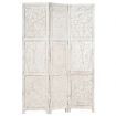 Hand carved 3-Panel Room Divider White 120x165 cm Solid Mango Wood