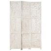 Hand carved 3-Panel Room Divider White 120x165 cm Solid Mango Wood