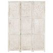 Hand carved 3-Panel Room Divider White 120x165 cm Solid Mango Wood