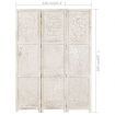 Hand carved 3-Panel Room Divider White 120x165 cm Solid Mango Wood