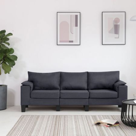 3-Seater Sofa Dark Grey Fabric
