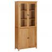 Bookcase with 4 Doors 90x35x200 cm Solid Oak Wood and Glass