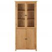 Bookcase with 4 Doors 90x35x200 cm Solid Oak Wood and Glass