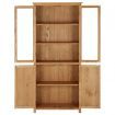 Bookcase with 4 Doors 90x35x200 cm Solid Oak Wood and Glass