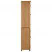 Bookcase with 4 Doors 90x35x200 cm Solid Oak Wood and Glass