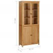 Bookcase with 4 Doors 90x35x200 cm Solid Oak Wood and Glass