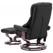 Recliner Chair with Footstool Black Faux Leather and Bentwood