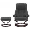 Recliner Chair with Footstool Anthracite Faux Leather and Bentwood