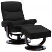 Reclining Chair Black Faux Leather and Bentwood