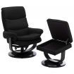 Reclining Chair Black Faux Leather and Bentwood