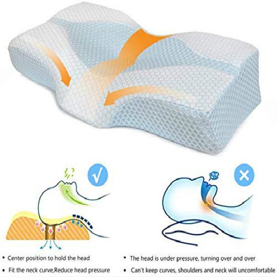 Neck Support Memory Foam Cervical Pillow, Side Sleeper Contour Pillow ...