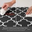 2 PCS Flannel Kitchen Mat Cushioned Anti-Fatigue Kitchen Rug,Water absorption  Non-Slip col black