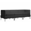 3 Piece Sofa Set Fabric Black