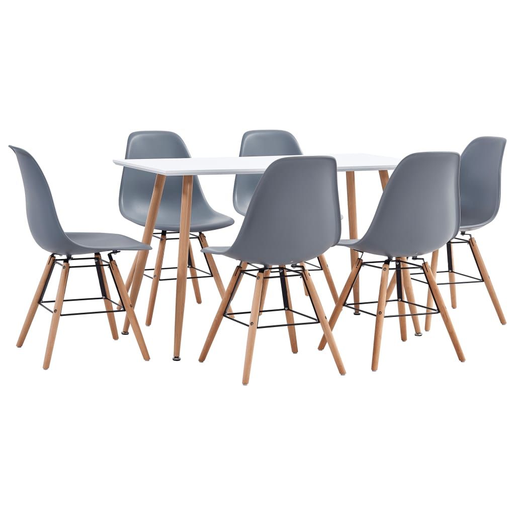 7 Piece Dining Set Plastic Grey