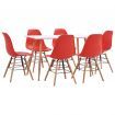 7 Piece Dining Set Plastic Red