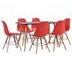 7 Piece Dining Set Plastic Red