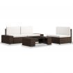 4 Piece Garden Lounge Set Poly Rattan Brown