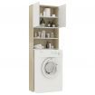 Washing Machine Cabinet Set White and Sonoma Oak Chipboard