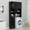 Washing Machine Cabinet Set High Gloss Black Chipboard