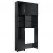 Washing Machine Cabinet Set High Gloss Black Chipboard