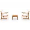 3 Piece Garden Lounge Set with Cushion Solid Acacia Wood