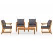 5 Piece Garden Lounge Set with Cushion Solid Acacia Wood