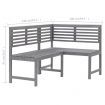 2 Piece Bistro Set Solid Acacia Wood Grey