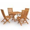 5 Piece Garden Dining Set Solid Teak Wood