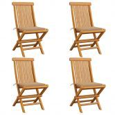 Garden Chairs with Beige Cushions 4 pcs Solid Teak Wood