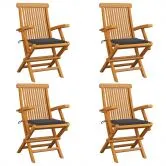 Garden Chairs with Anthracite Cushions 4 pcs Solid Teak Wood