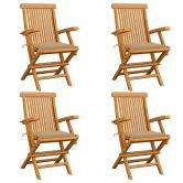 Garden Chairs with Beige Cushions 4 pcs Solid Teak Wood