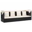 Garden Lounge Bed with Roof Black 200x60x124 cm Poly Rattan