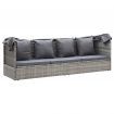 Garden Lounge Bed with Roof Grey 200x60x124 cm Poly Rattan