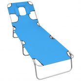 Folding Sun Lounger with Head Cushion Steel Turqoise Blue