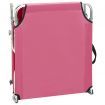 Folding Sun Lounger with Canopy Pink Aluminium