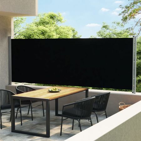 Patio Retractable Side Awning 600x160 cm Black