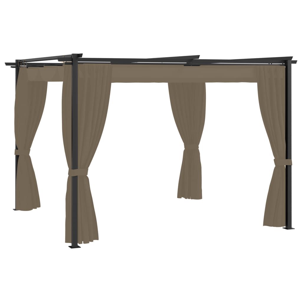 Gazebo with Curtains 3x3 m Taupe Steel