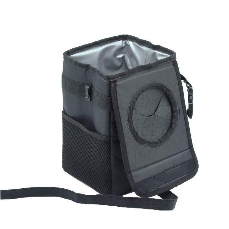 Waterproof Car Trash Can with Lid and Storage Pockets, Black