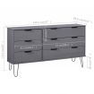 Drawer Cabinet Grey 119.3x39.5x73.6 cm Solid Pine Wood