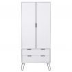 Wardrobe New York Range White Solid Pine Wood