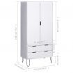 Wardrobe New York Range White Solid Pine Wood