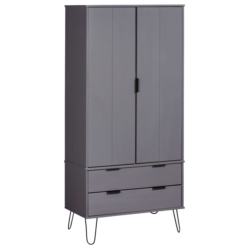 Wardrobe New York Range Grey Solid Pine Wood