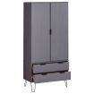 Wardrobe New York Range Grey Solid Pine Wood