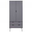 Wardrobe New York Range Grey Solid Pine Wood