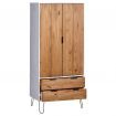 Wardrobe New York Range White and Light Wood Solid Pine Wood