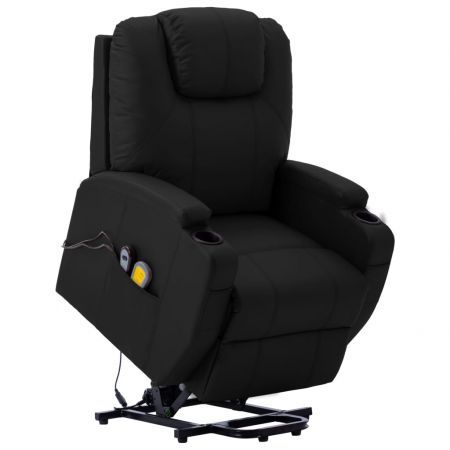 Stand-up Massage Recliner Black Faux Leather (AU only)