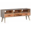 TV Cabinet Grey 130x35x51 cm Solid Rough Mango Wood