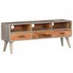 TV Cabinet Grey 130x35x51 cm Solid Rough Mango Wood