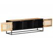 TV Cabinet 120x30x40 cm Rough Mango Wood and Natural Cane