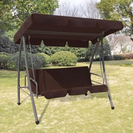 43238  Outdoor Swing Bench with Canopy Coffee